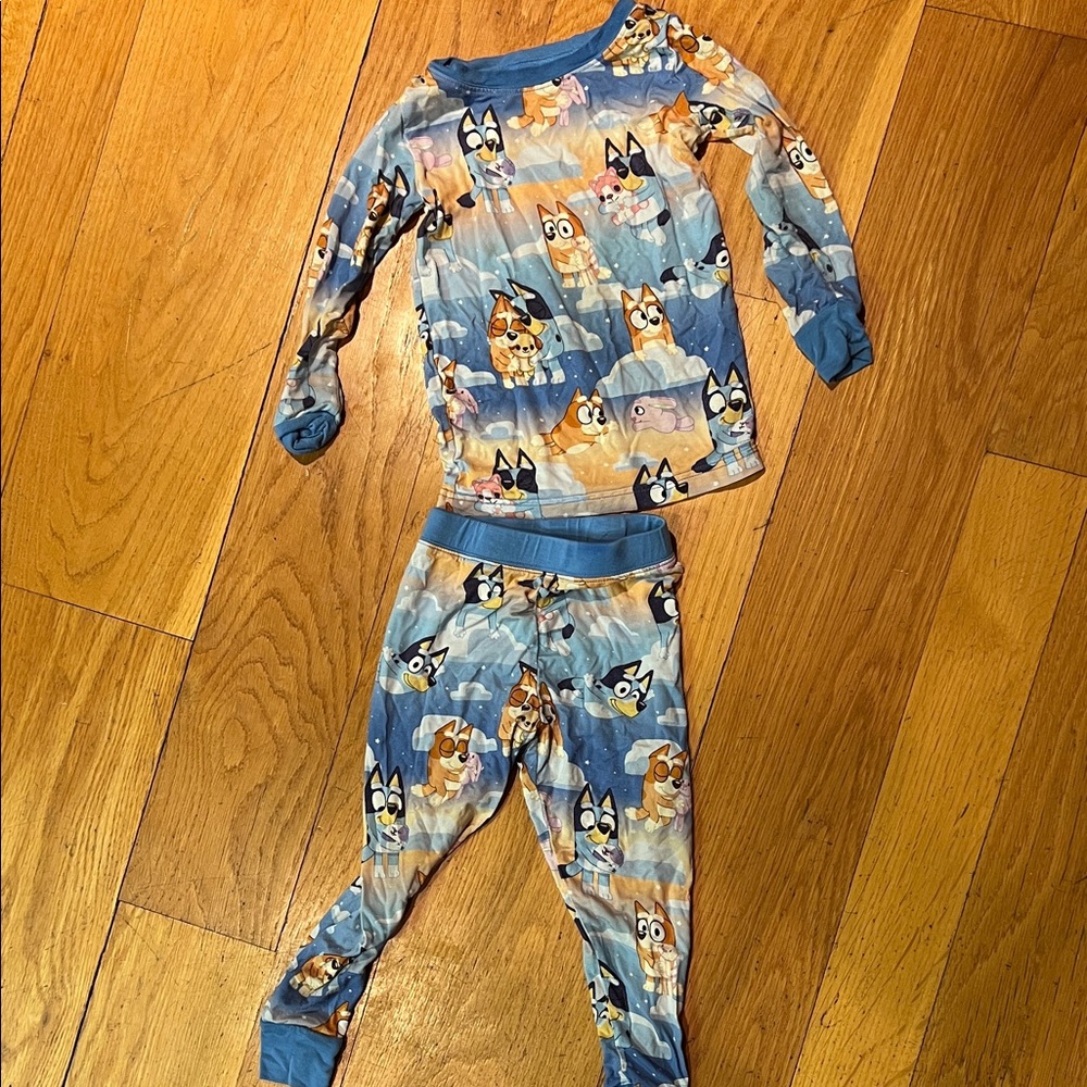 Little Sleepies Blue and Tan Pajama Set